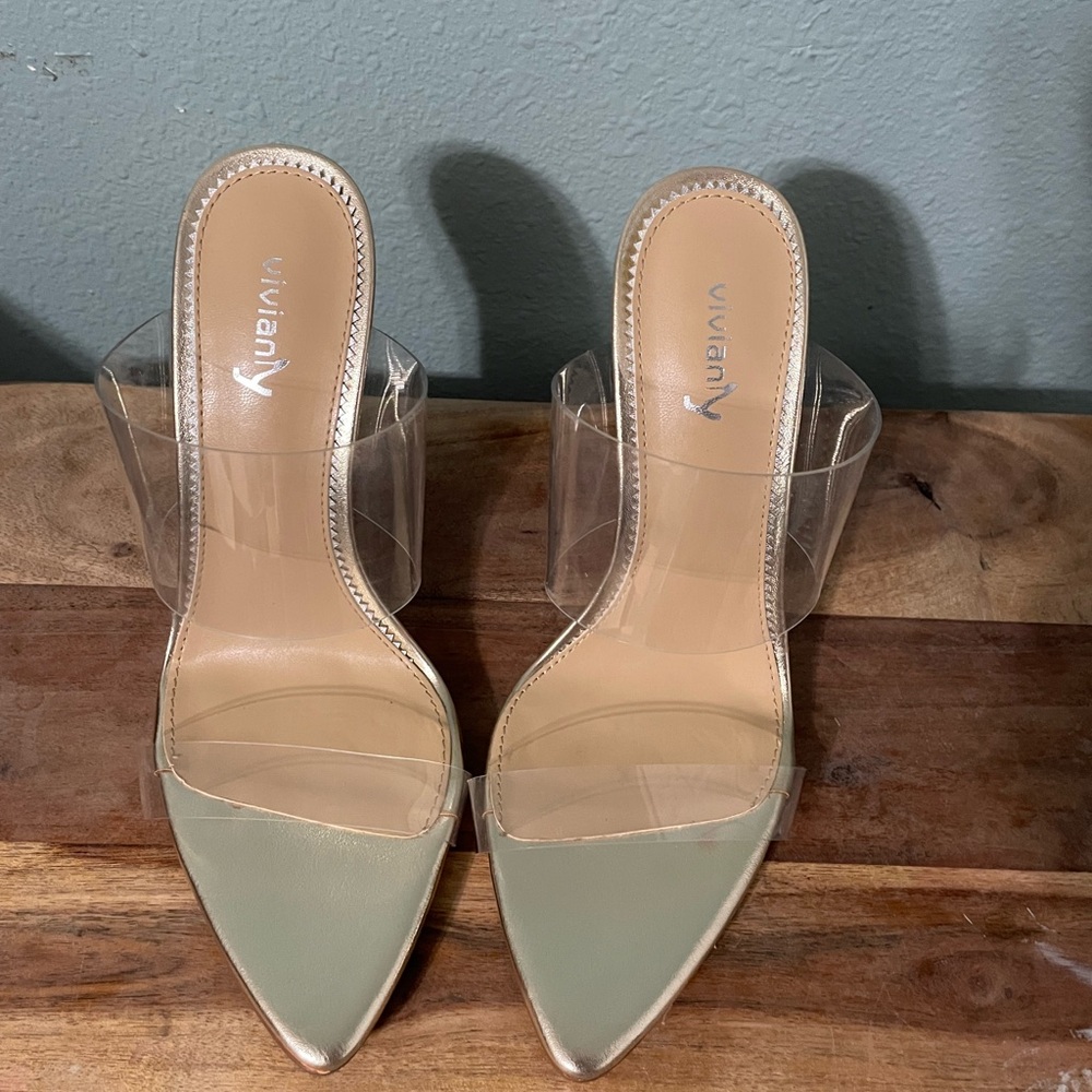 Gold and Clear Heels